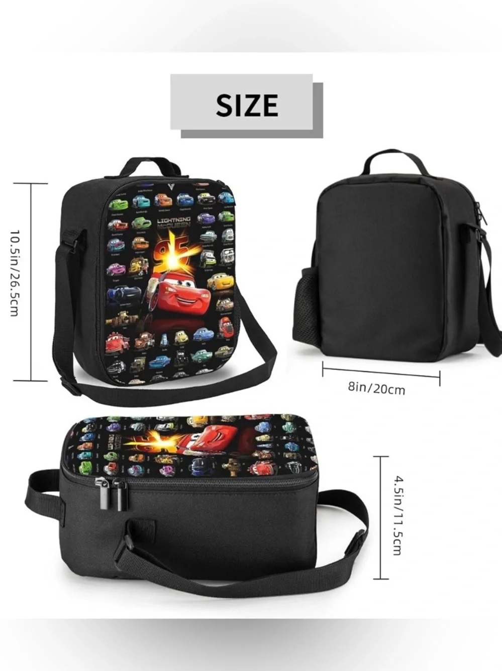 3 pc Cars 95 Lightning McQueen School Backpack, Lunch Box/Bag & Pencil Case New!